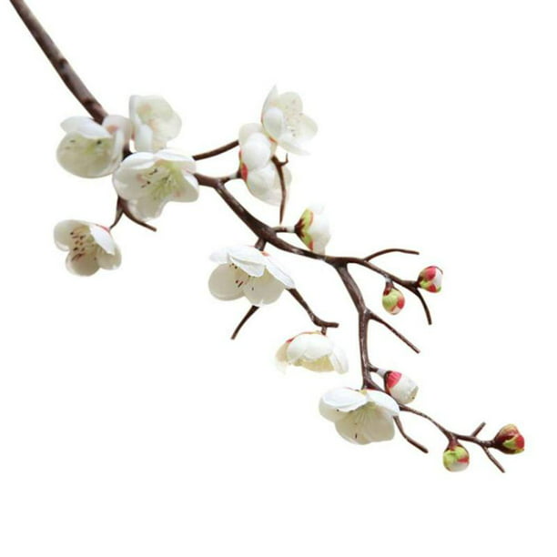 Faux Artificial Flowers,silk flowers 1xRealistic Tall White Cherry Blossom Stem 